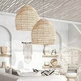 Japanese Wabi-Sabi Rattan Pendant Living Room Lighting